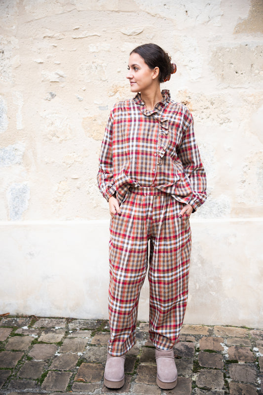 Chemise à carreaux Camel