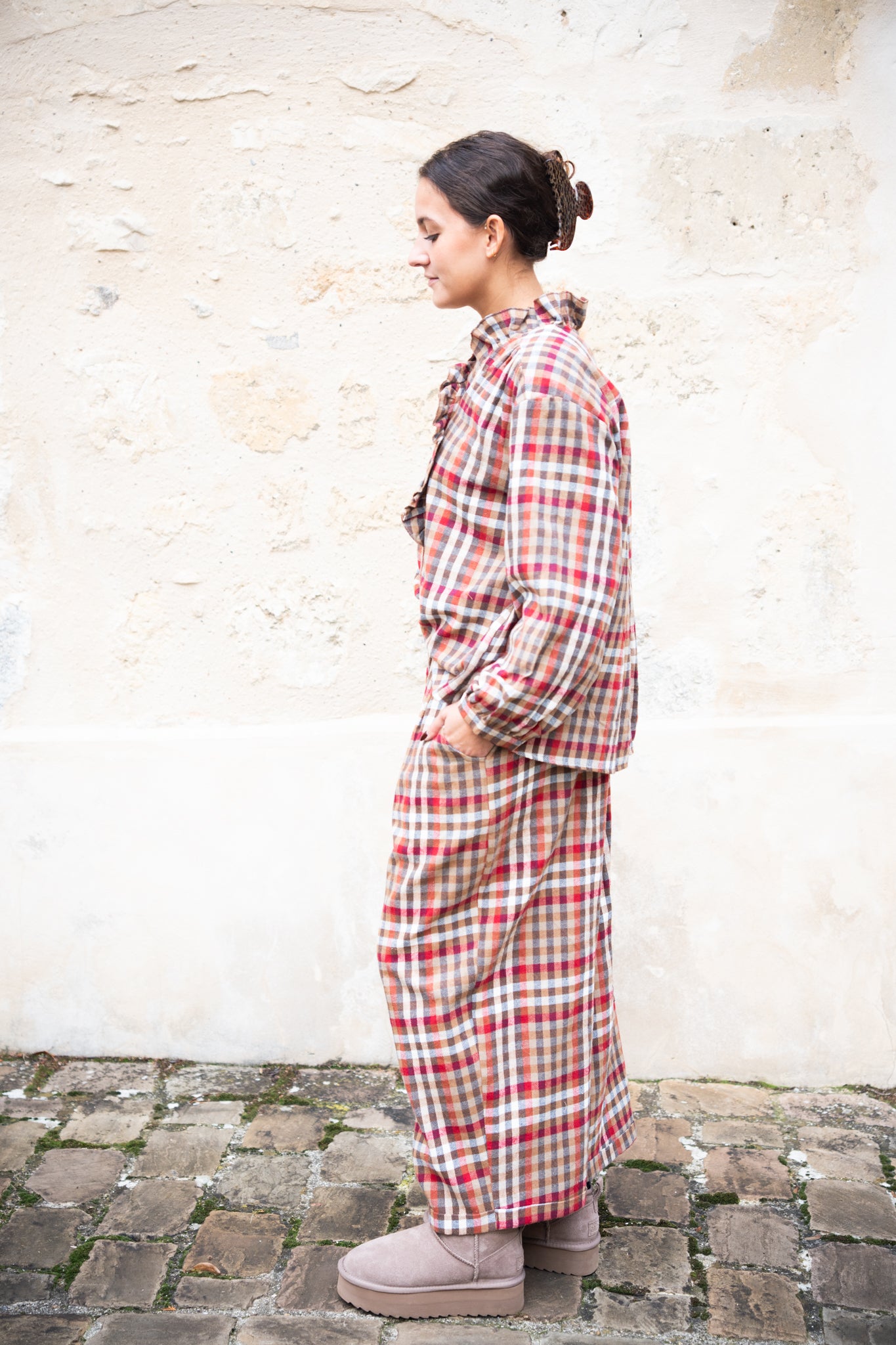 Chemise à carreaux Camel