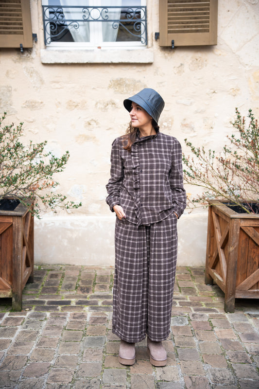 pantalon à carreaux chocolat