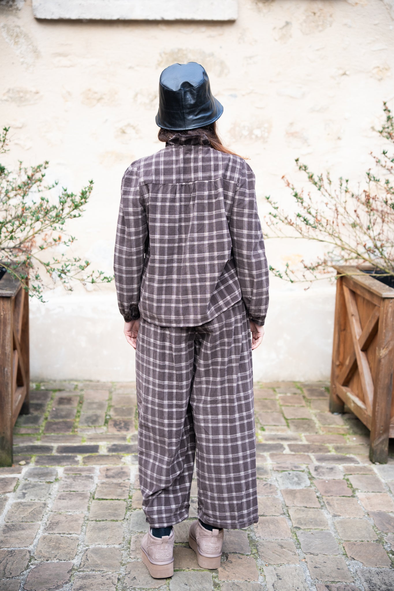 pantalon à carreaux chocolat