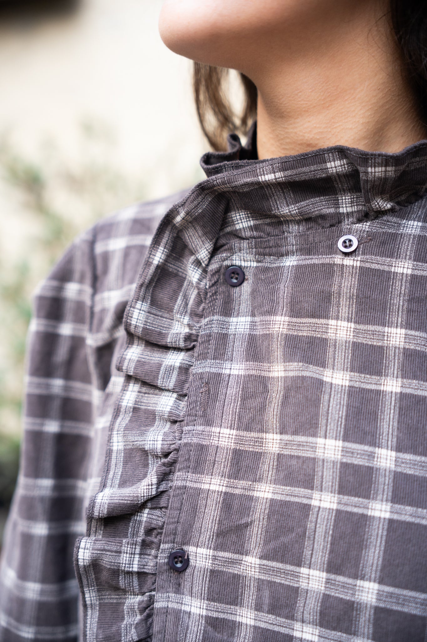 Chemise Col volanté Chocolat