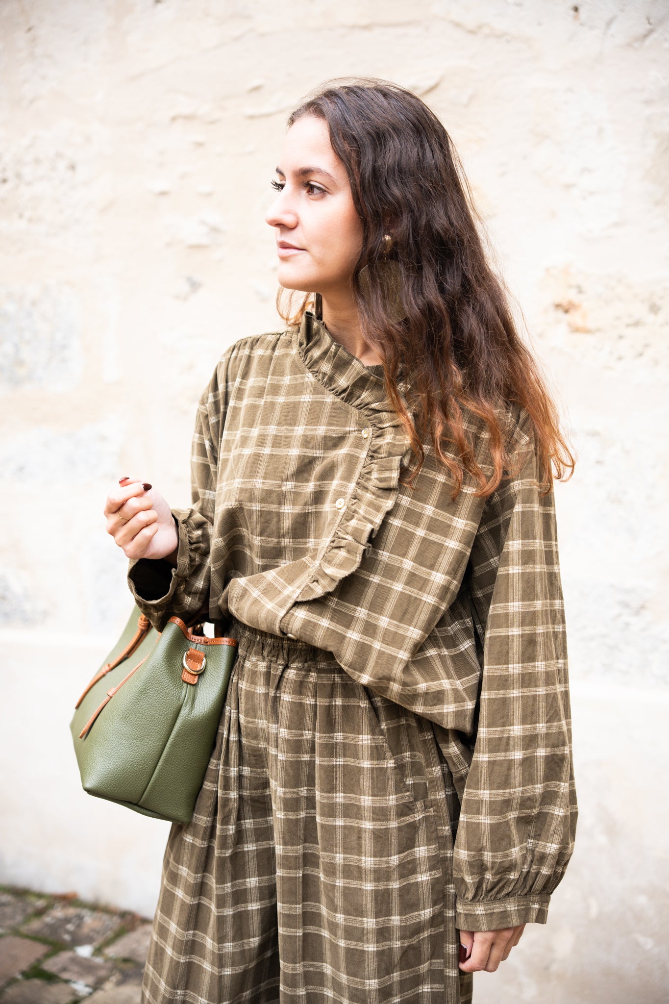 pantalon à carreaux Olive