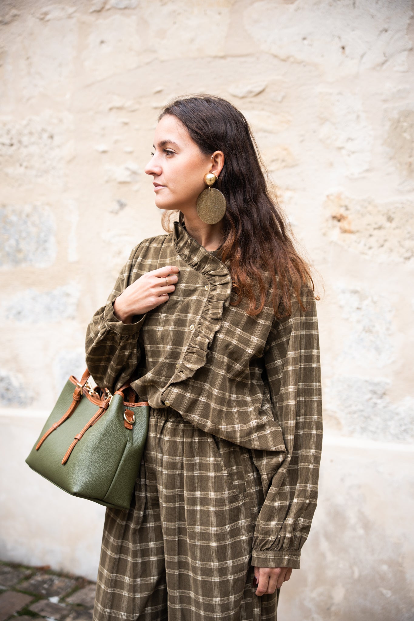 pantalon à carreaux Olive