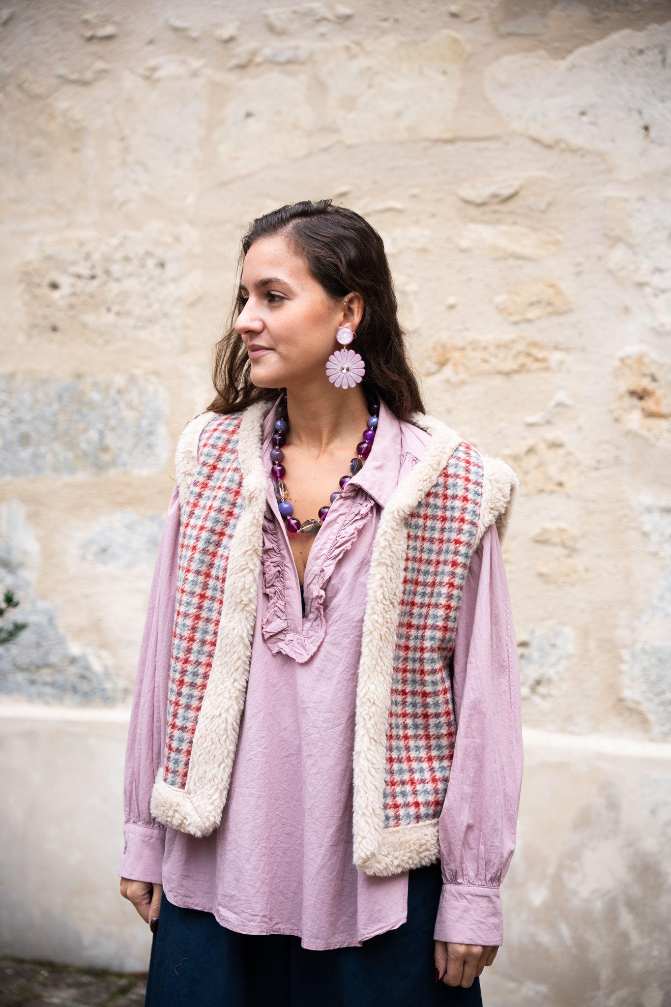 Gilet sans manche à carreaux