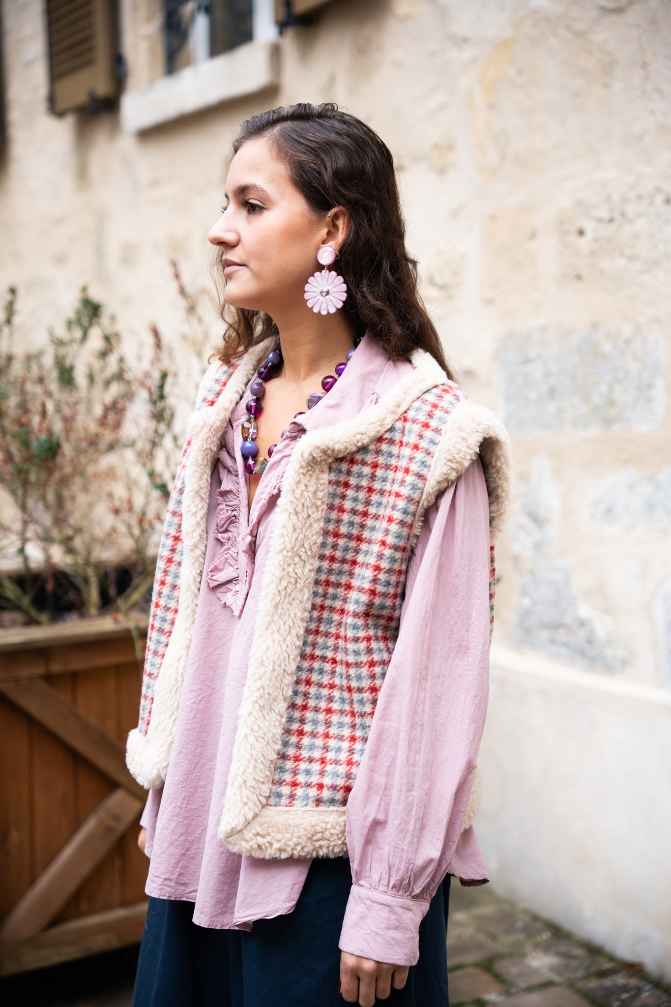 Gilet sans manche à carreaux