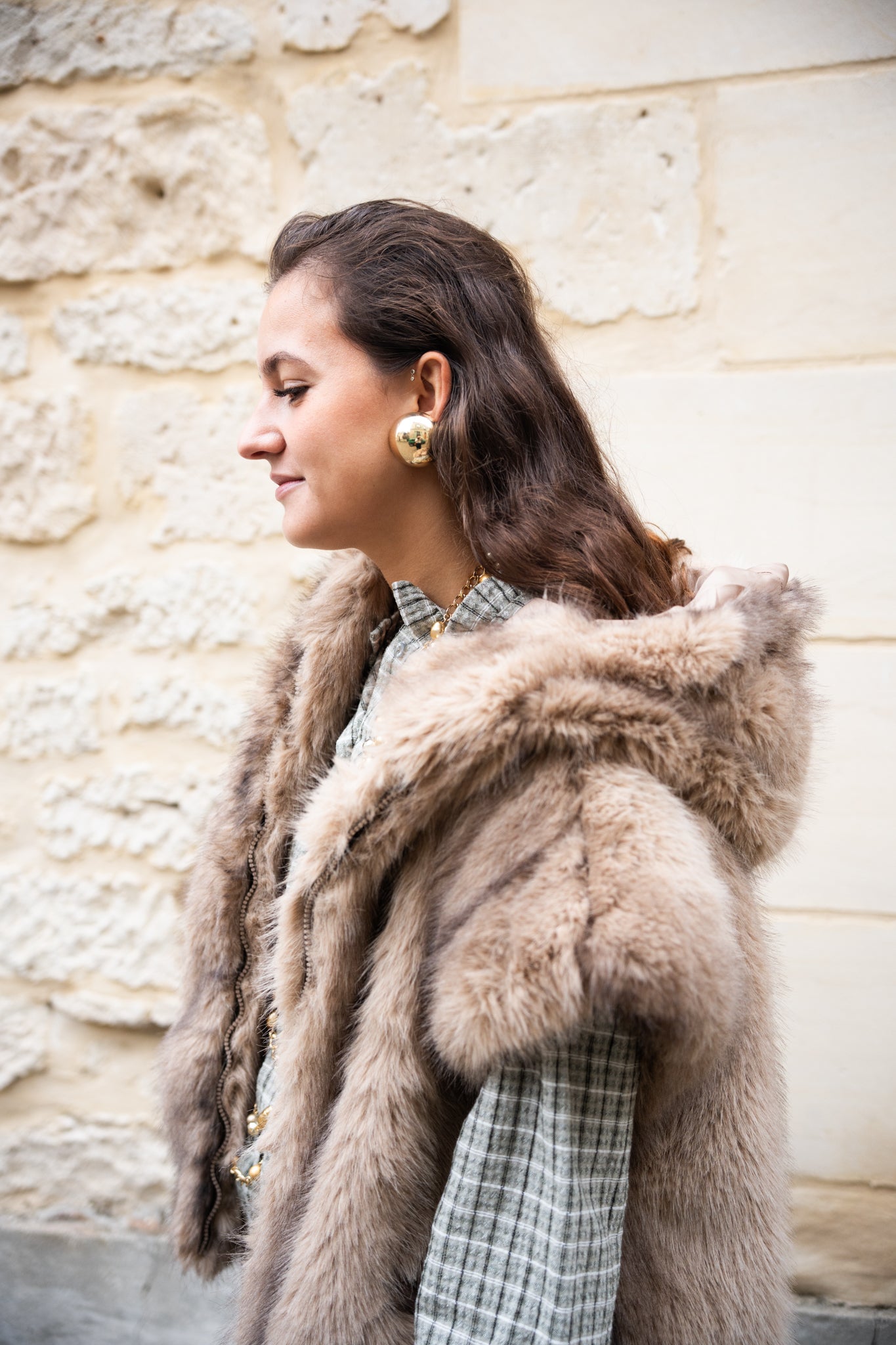 Veste fausse fourrure bison sans manche