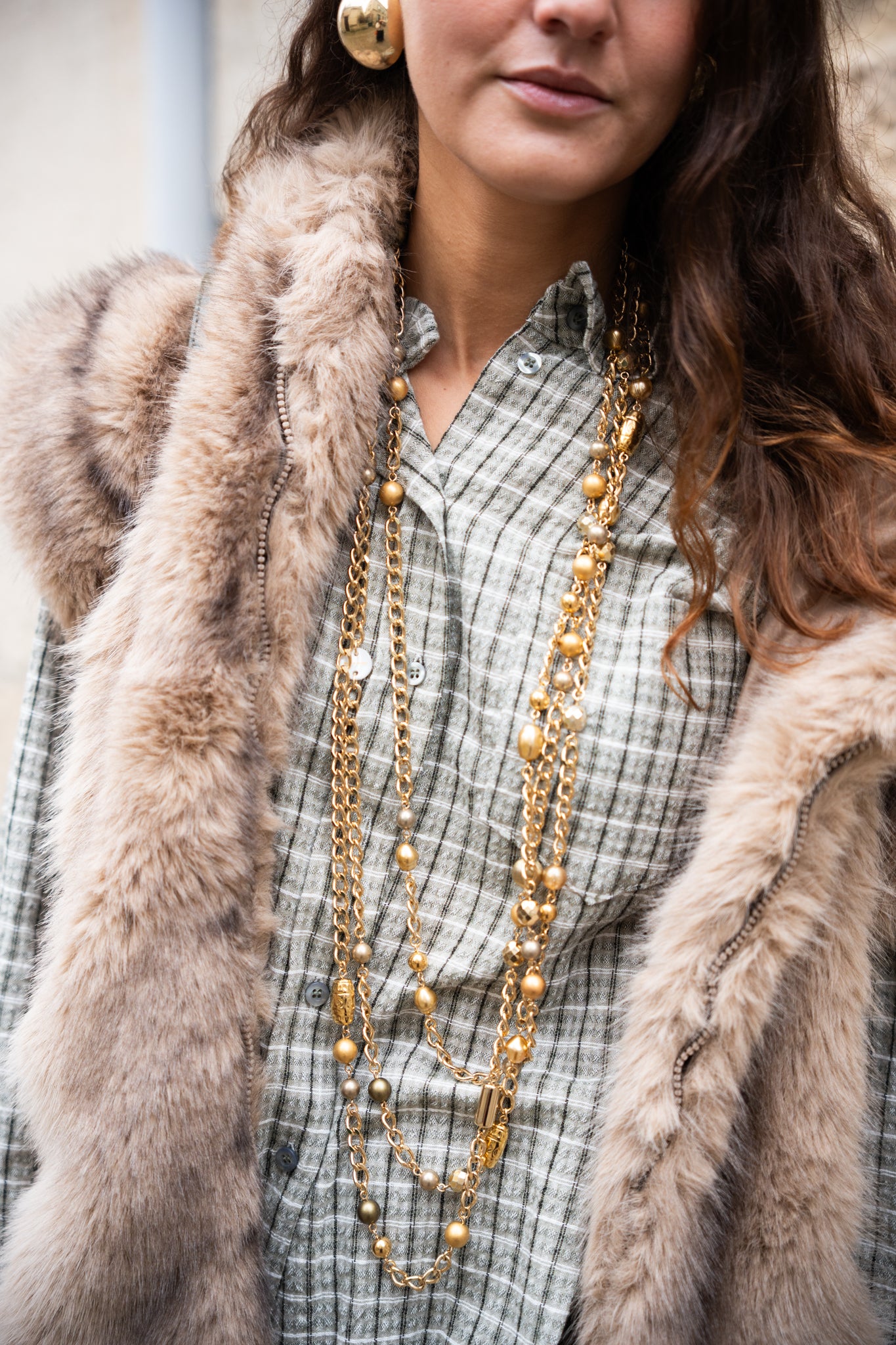 Veste fausse fourrure bison sans manche