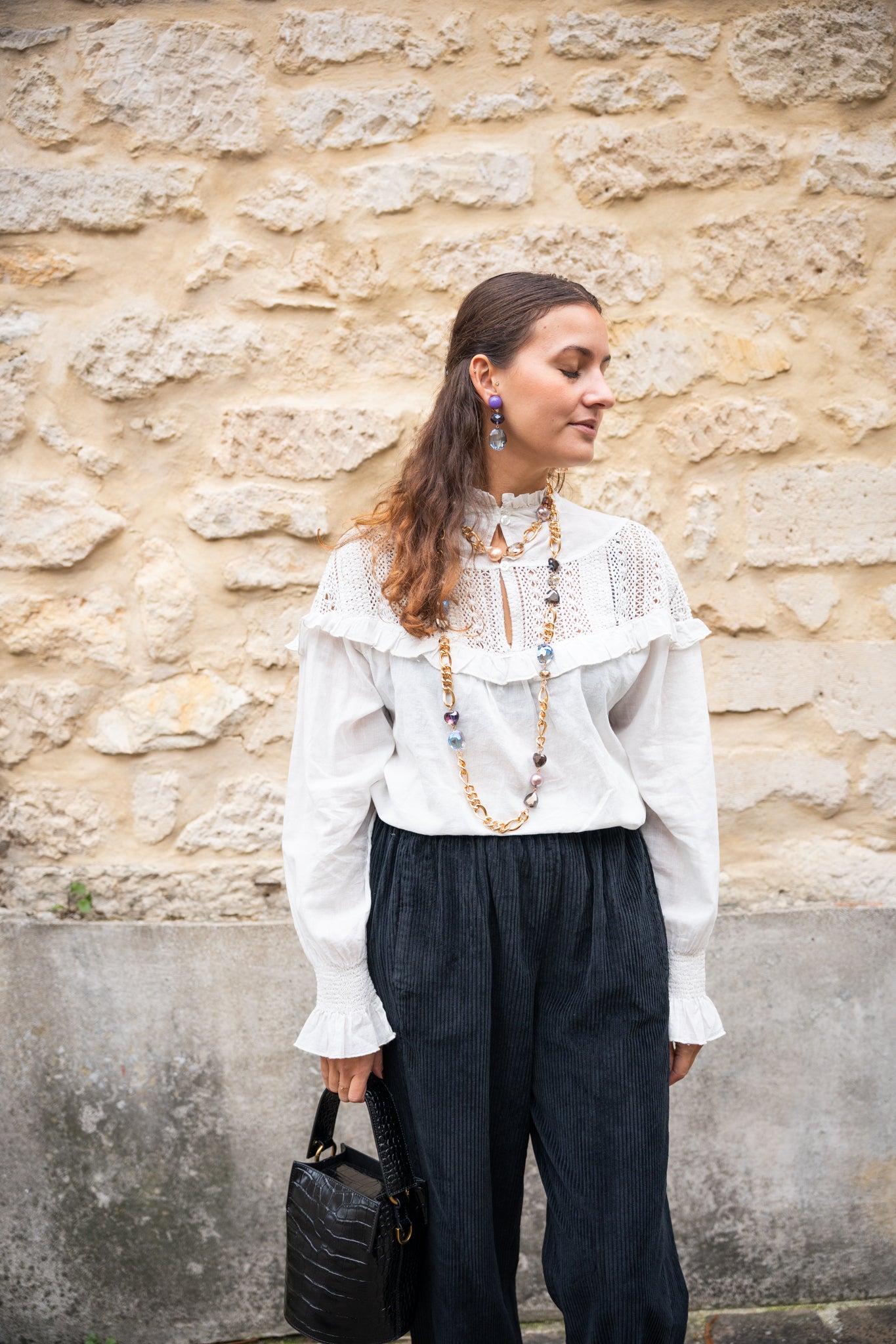 Chemisier volant dentelle