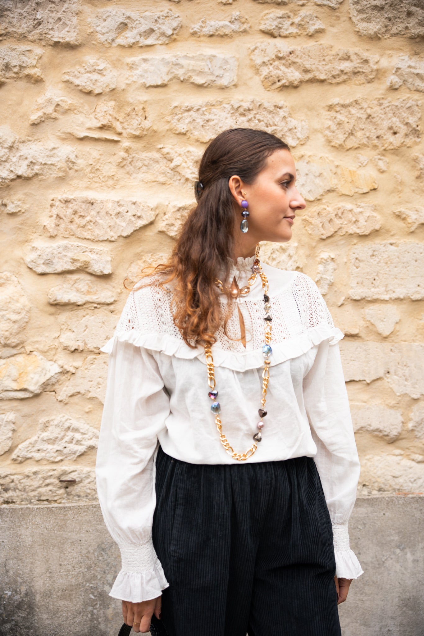 Chemisier volant dentelle