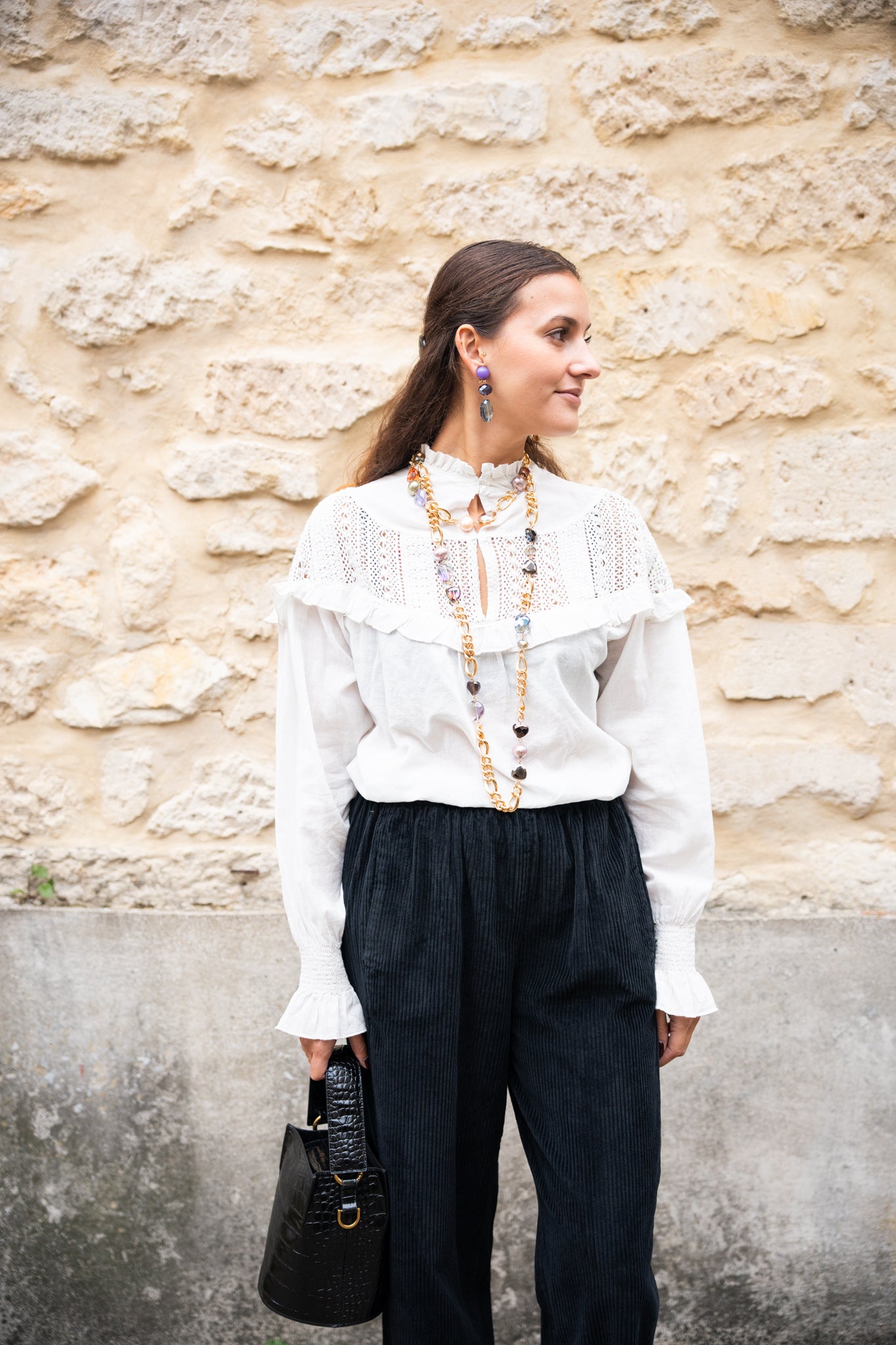 Chemisier volant dentelle