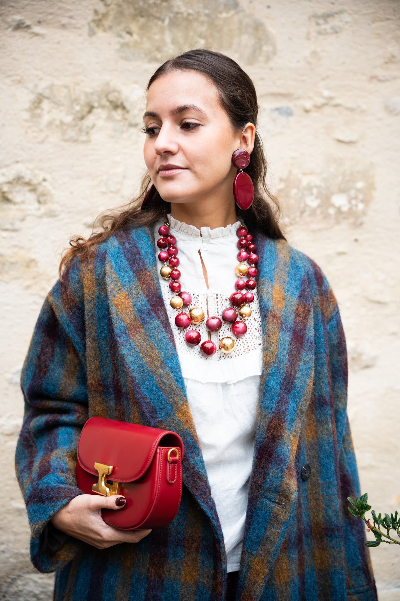 Manteau long à carreaux