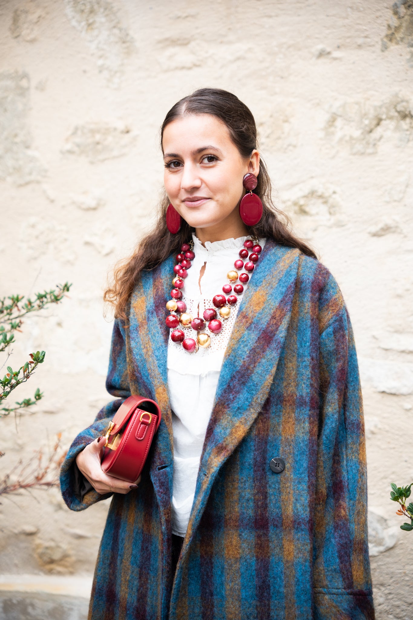 Manteau long à carreaux