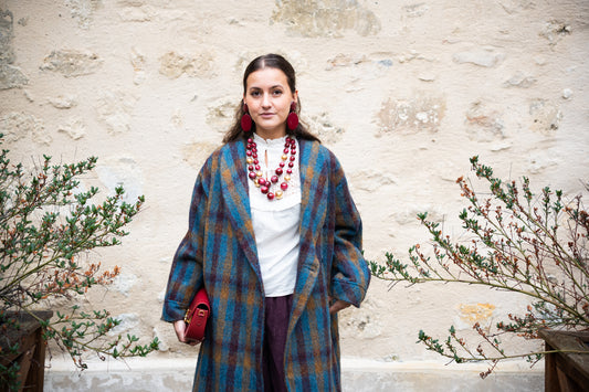 Manteau long à carreaux