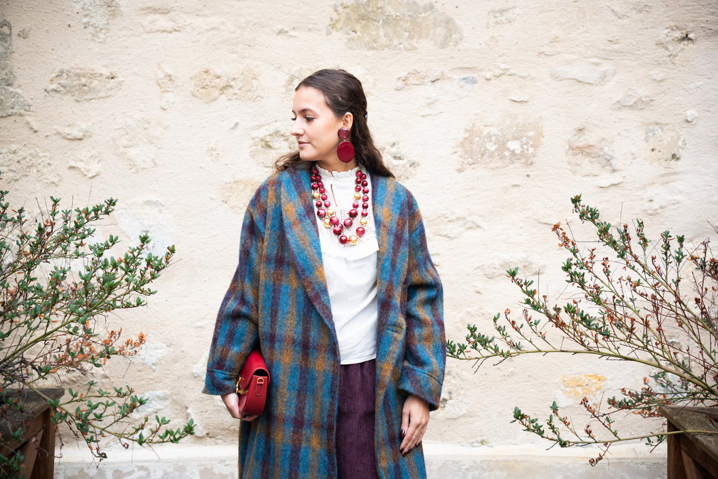 Manteau long à carreaux