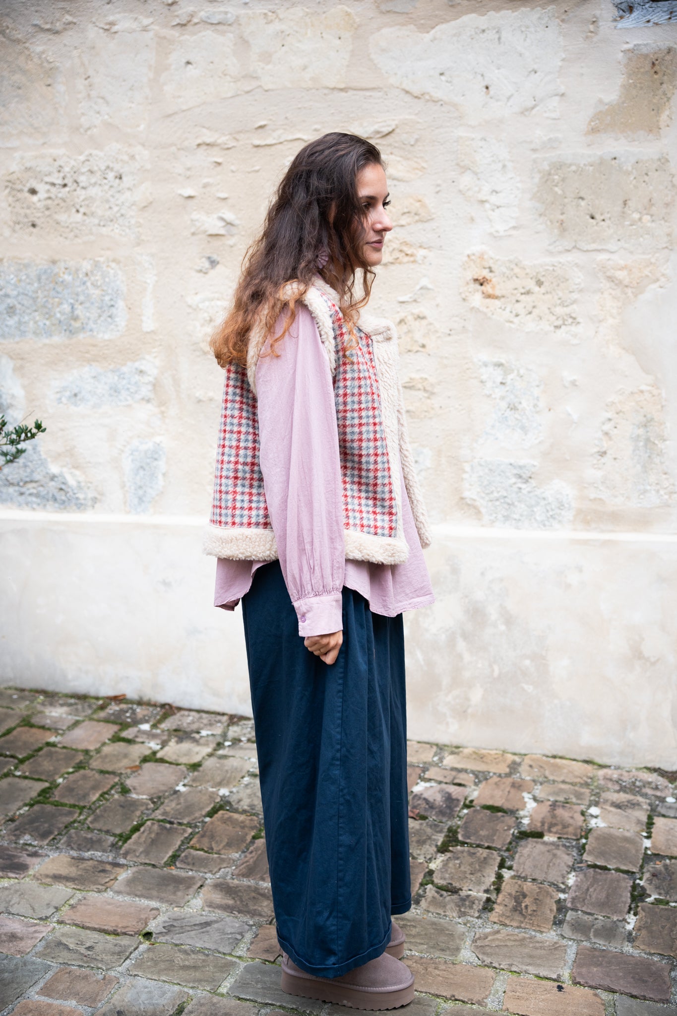 Gilet sans manche à carreaux