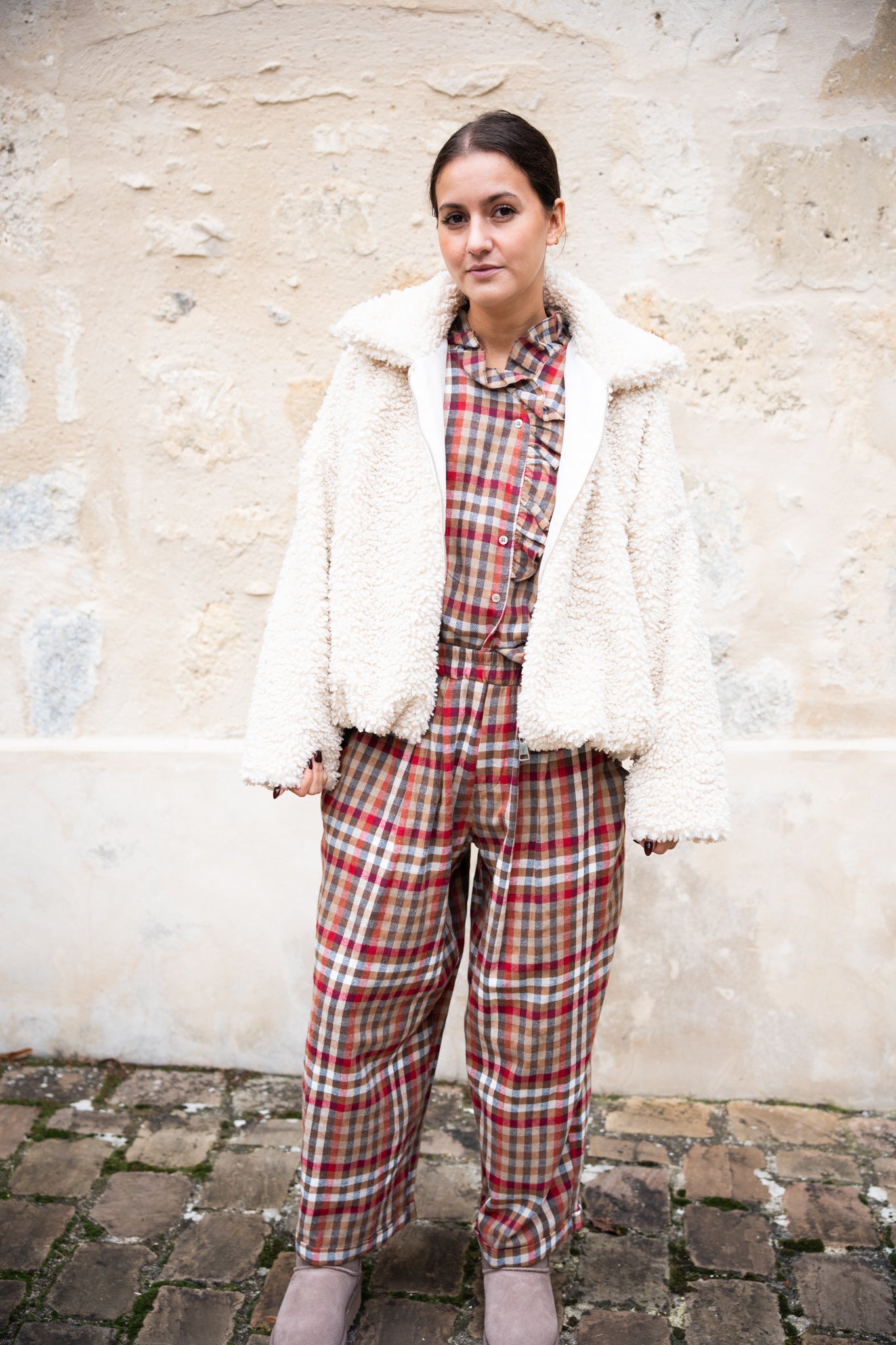 Pantalon à Carreaux Camel