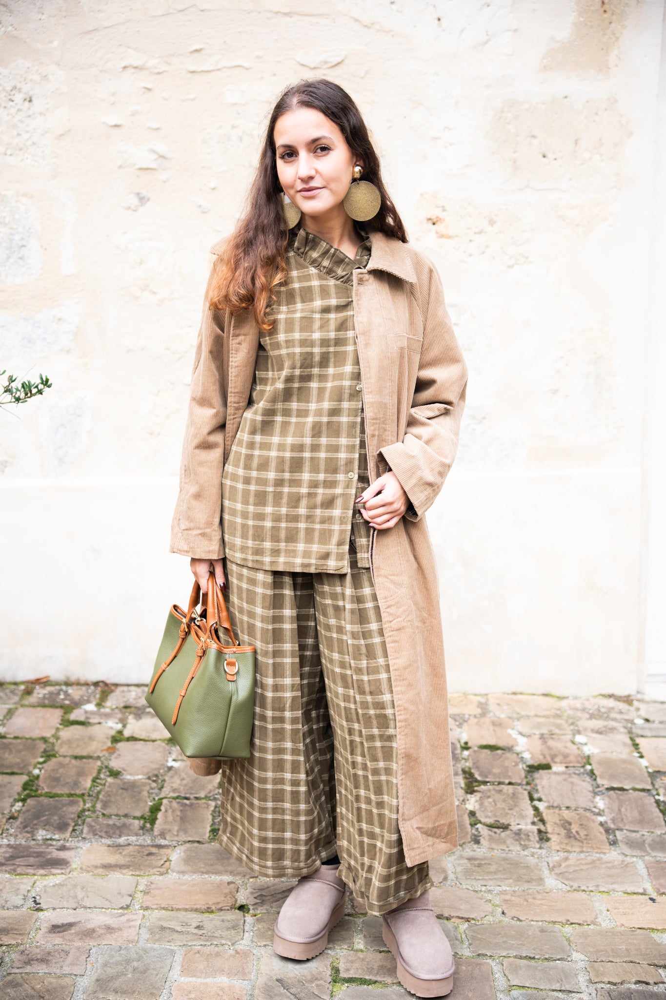 pantalon à carreaux Olive