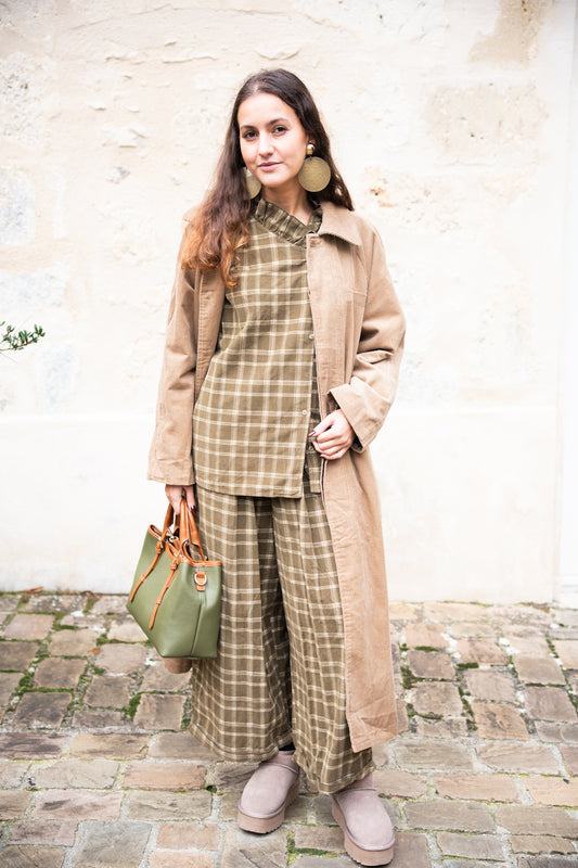 pantalon à carreaux Olive