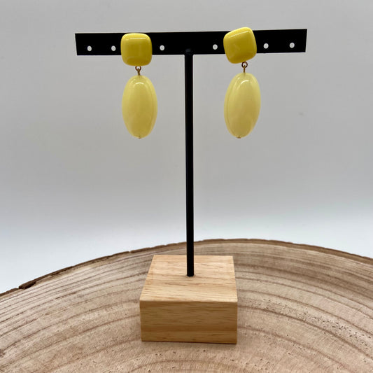 Boucles d'oreilles boules ovales jaunes - Francine BRAMLI